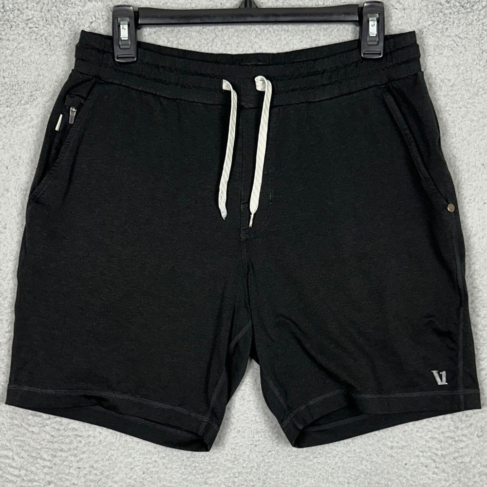 Vuori Shorts Mens Medium Ponto Performance Black Zipper Pockets Athletic Logo